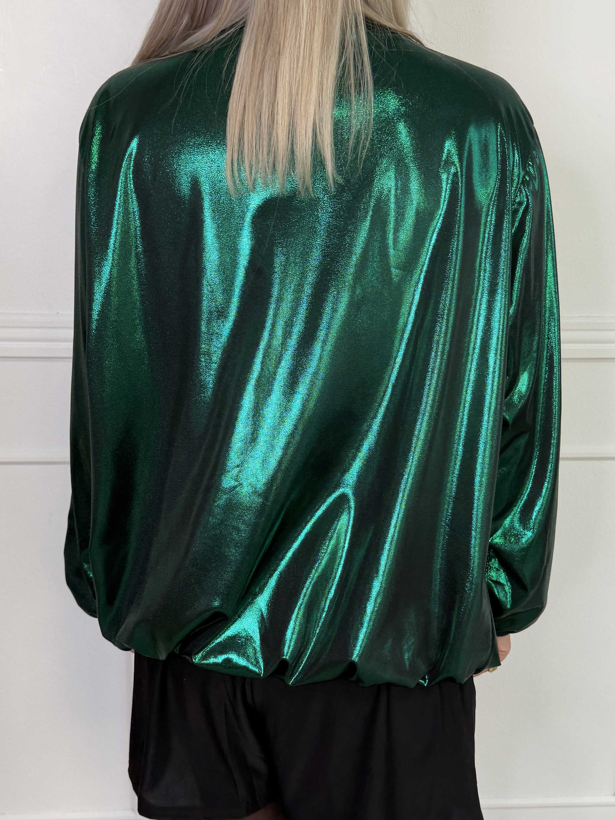 Rakel Shiny - Langærmet bluse i skinnende stof